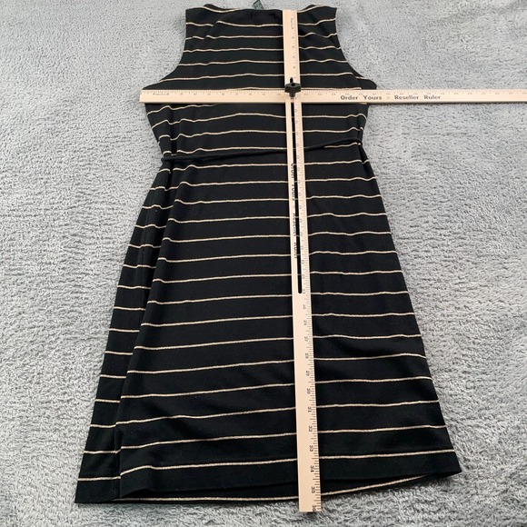 Lauren Ralph Lauren Dress Womens Large Black Gold Striped Sleeveless Tie - Picture 4 of 8